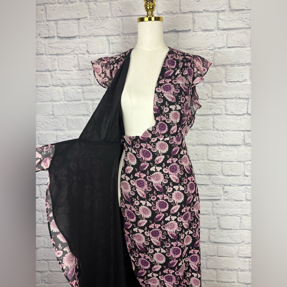 Rebecca Minkoff Flossie Floral Flutter Sleeve Wrap Dress Size XS - Picture 7 of 8